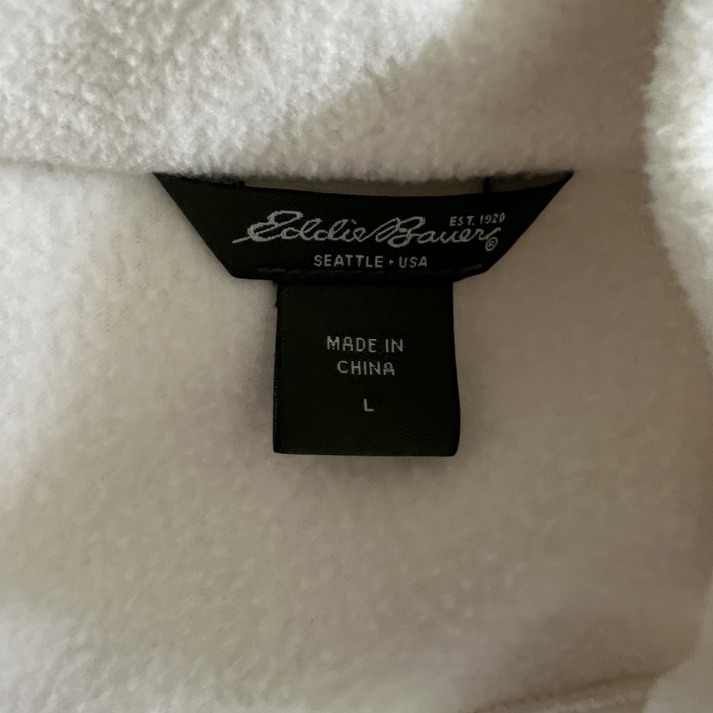 Eddie Bauer Vest Large White Sleeveless Outdoor Inside Pockets Cozy Active - Picture 2 of 8